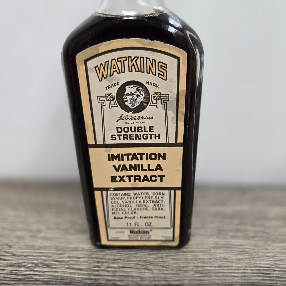 Vintage 1960s Watkins Imitation Vanilla Extract 11 oz Glass Bottle New Sealed!‎ - Picture 2 of 6
